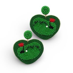 Laura Janelle Luxury Bead Seed Earrings- Heart Shaped Putting Greens & Golf Ball